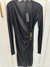 NEW Versace Women's $1,900 Liquid Jersey Medusa Wrap Dress Size 38 BLACK