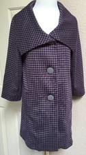 Nwot Retro Look! Frenchi Purple Gray Lrg Houndstooth Check Soft Coat Jacket-m