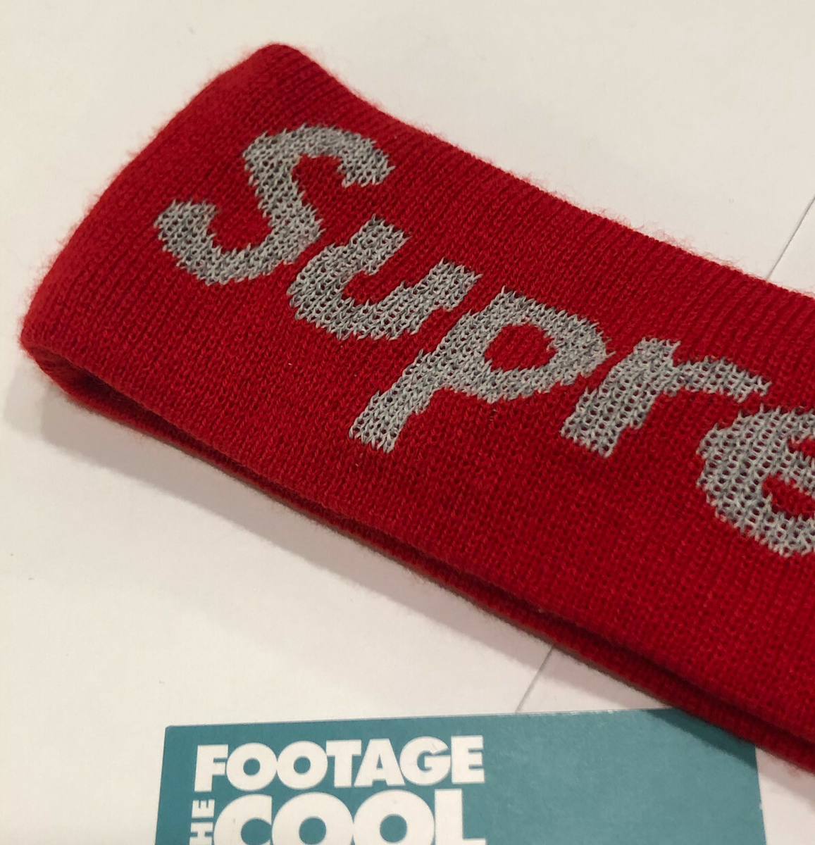 2017 FW17 NEW ERA SUPREME REFLECTIVE BOX LOGO HEADBAND RED