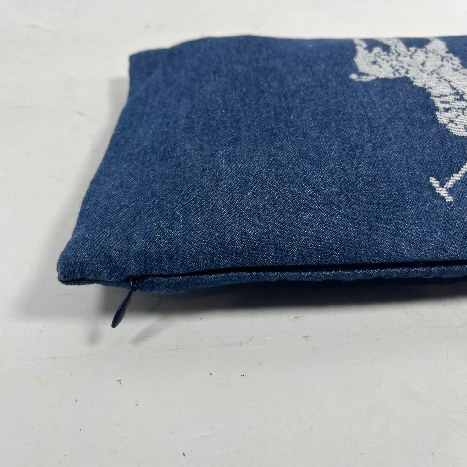 POLO RALPH LAUREN Checkers Game Set Denim Bag Travel Beach Board Cotton Blue - Image 3 of 4