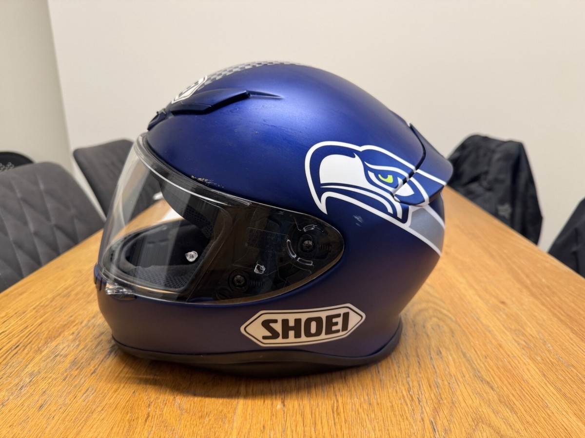 Shoei NXR helmet, Size Medium, in custom Seattle Seahawks livery
