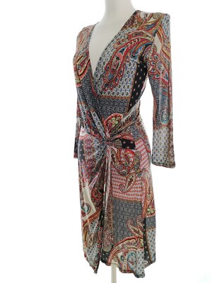 SIMPLICITY NEW YORK Size M Colorful Midi Wrap Dress Viscose