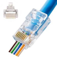 Connecteur fiche blindé RJ45 Aucas FTP Ethernet Plug Plaqué or 8P8C Extrémités Câble Ethernet Fiche modulaire à sertir pour câble à brins massifs 50 Pack