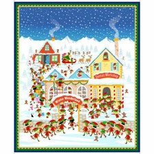Santas Workshop Elf Christmas Cotton Fabric QT Quilting Treasures 35"X44" Panel
