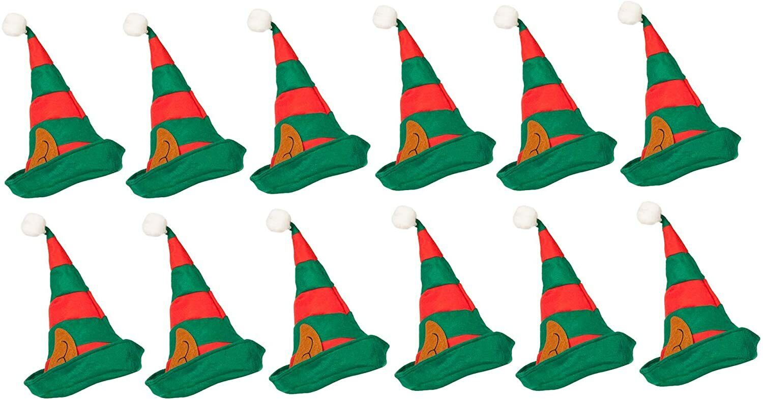 Christmas Adult Elf Hat with Ears Santa's Helper Elves Fancy Dress Pack of 12 Nowe, popularne