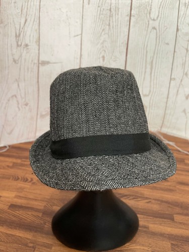 Black Wool Blend One Size Fedora Hat 