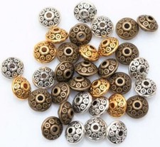 100Pcs Dia.6mm Tibetan Round Oval Spacer Metal Rondelle Beads For Jewelry Making