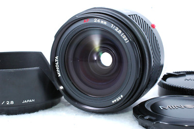 Minolta AF 24mm F2.8 Wide Angle Lens Sony A-Mount w/Hood [Near