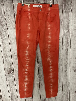 Joe Fresh Damen Batik Jeans Low Waist Sim Leg Orange 4 W28 28 Neu mit Etikett Hippie Boho