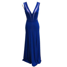 BCBGMaxazria Sophee Evening Gown Formal Dress Womens 4 Blue Slit Altered Prom