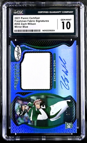 2021 Certified Freshman Fabric Mirror Blue Zach Wilson /25 CGC 10 GEM MINT