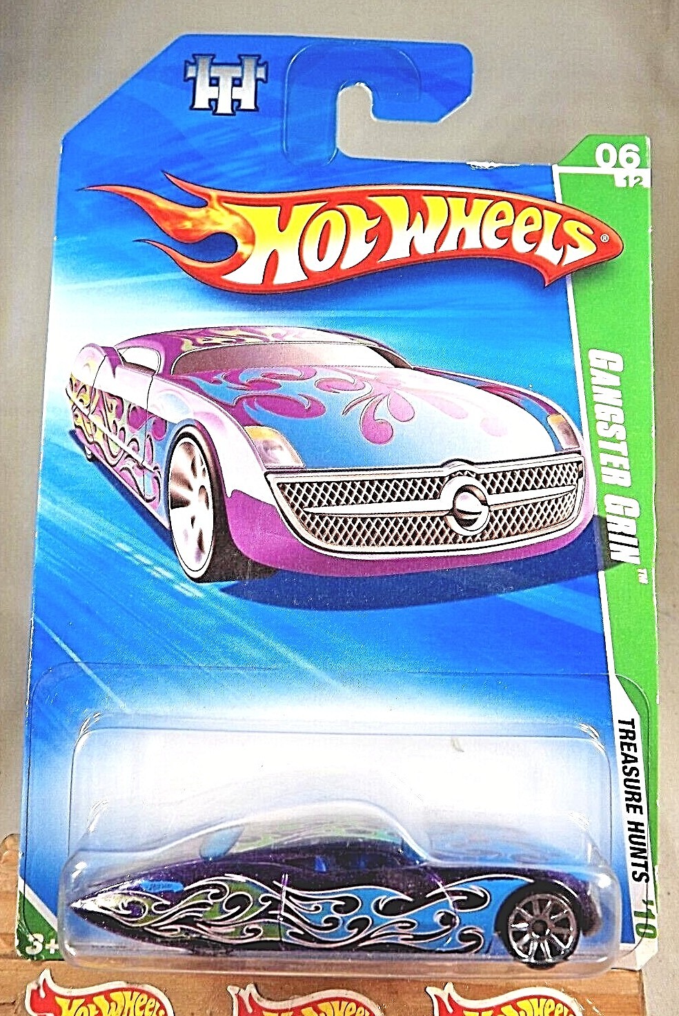 2010 Hot Wheels #50 Treasure Hunts 6/12 GANGSTER GRIN Purple w/Chrome 10 Spokes