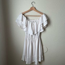 Astr the Label Ivory Off Shoulder Ruffle Mini Dress Size XS