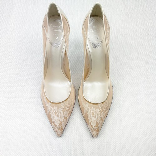 Rene Caovilla Grace Satin-trimmed Crystal Embellished Lace Pumps - Picture 7 of 12