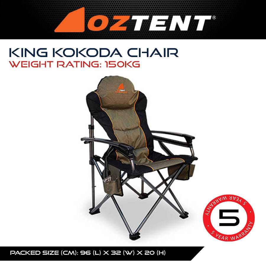 Oztent King Kokoda Chair Camp Portable Folding Camping Hiking Outdoor