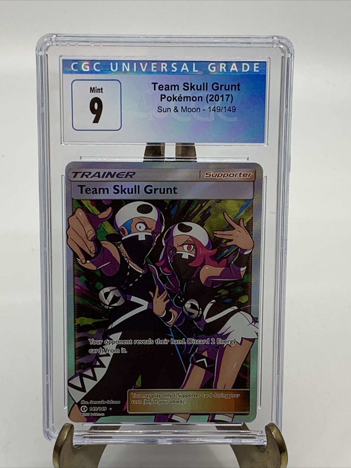 Team Skull Grunt Full Art 149/149  2017 Pokemon Sun and Moon Base Set CGC 9