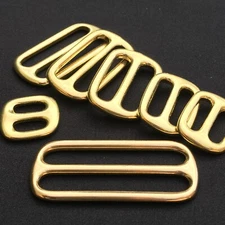 Brass Fixed Metal Flat Thin Tri-Glide Slides Buckle Strap Belt Sliders Adjuster