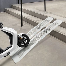 Set of 2 Foldable Truck Loading Ramps, 240kg Capacity, Anti-Slip Design Silver