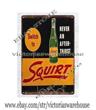 office bar interior design Squirt soft soda drink metal tin sign