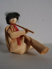 Flecista, figurki szopki z liści kolby kukurydzianej, prawdopodobnie Morawy