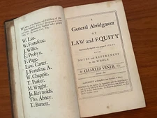 "A General Abridgment of Law and Equity Notes References the Whole" Viner 1753