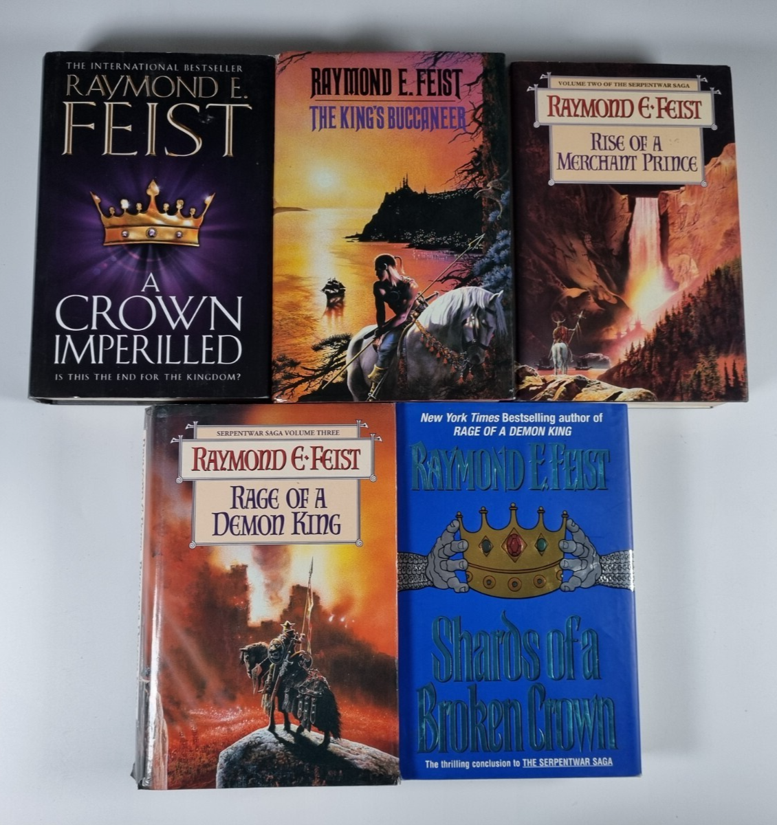 Raymond E Feist 5 Hardback Fantasy Bundle Crown Imperilled Rage of Demon King