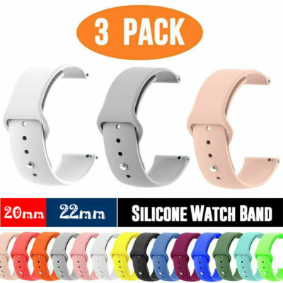 20/22mm 3-PACK Sport Silicone Band Strap For Samsung Galaxy Watch 41mm 45mm 42mm