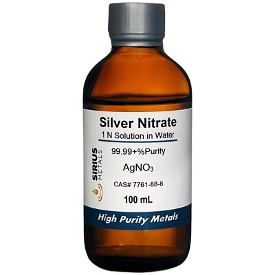 Silver Nitrate Solution (CAS# 7761-88-8) - 1 Normal as AgNO3 in water - 100 mL
