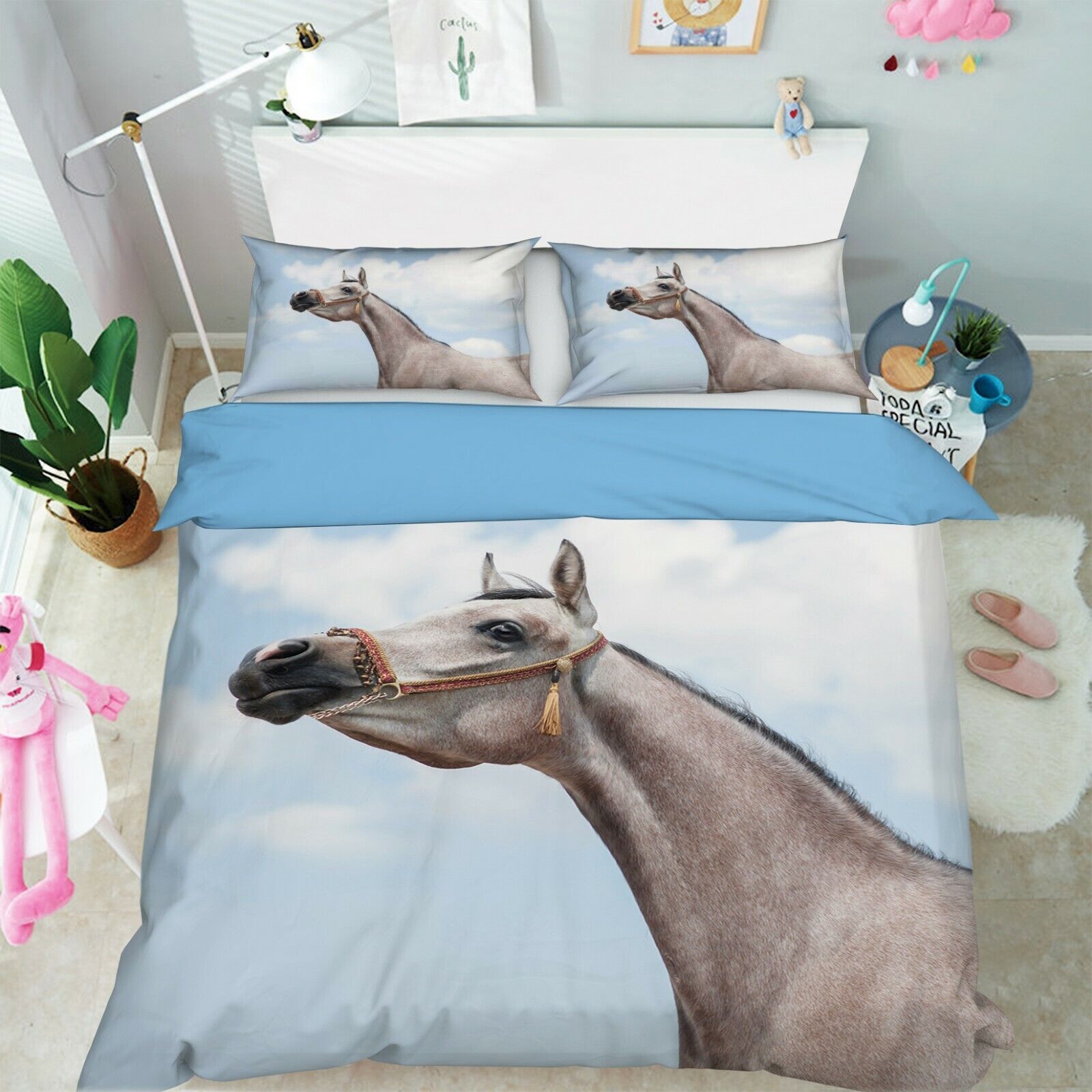 3D Clouds Horse R126 Animal Bed Pillowcases Quilt Duvet Cover Queen King Zoe GORĄCE zapasy