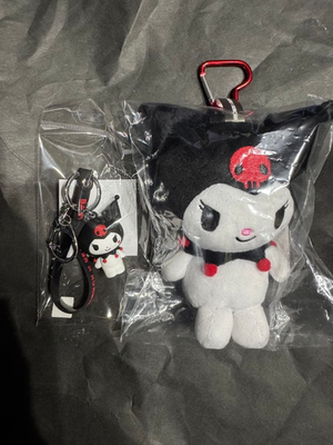 BABYMONSTER クロミ　ぬいぐるみキーホルダー＆ラバー&ビーズチャーム BABYMONSTER Kuromi Plush Keychain Rubber Keyring Set Sanrio K-POP
