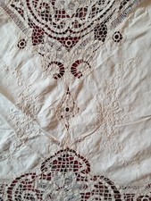 vintage bedspread openwork lace and embroidery single ecru