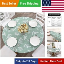 Round Vinyl Fitted Tablecloth with Flannel Backing Elastic Edge Design Table ...
