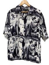 WACKO MARIA Short Sleeve Shirt L Rayon WHT All Over Pattern