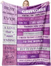 Gifts for Grandma from Grandkids Soft Fleece Blanket Birthday Throw 60x50 Inch