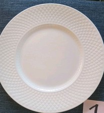 Spode England "Mansard" - 10 1/2" White Embossed Rim Dinner Plate 6 available