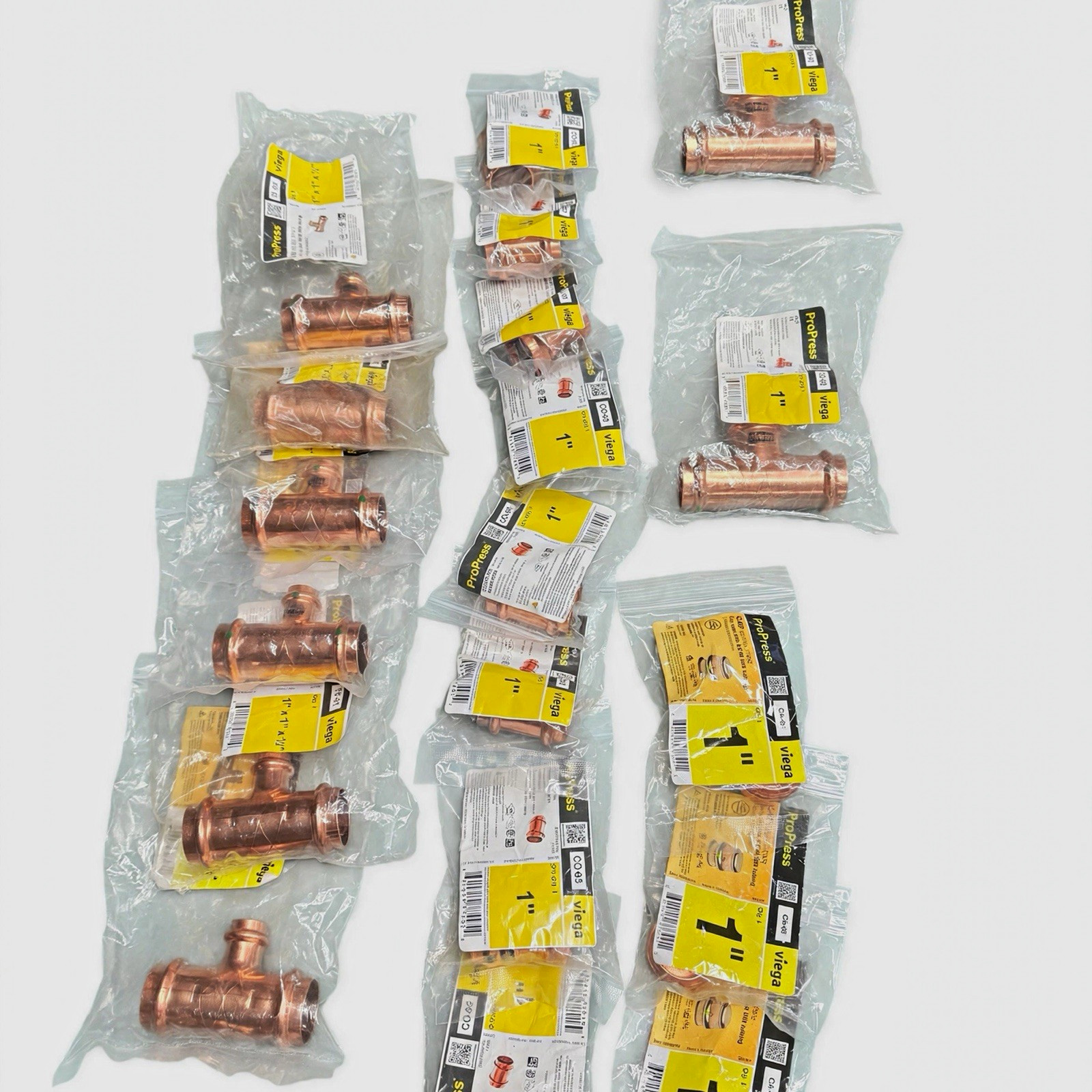 Viega ProPress 1" Copper Fitting Lot 18pc Tees Couplings Caps NEW Sealed