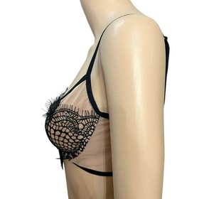 For Love And Lemons Skivvies Eyelash Lace Mesh Bralette Medium Underwired Goth