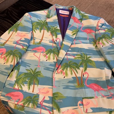 OppoSuits Men s Slim Fit Flamingo Suit Jacket Size 40 Tropical Party Blazer