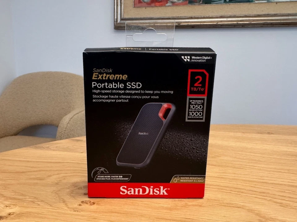 SanDisk Extreme 2TB USB-C Tragbare Externe SSD / V2 / NVMe / Bis zu 1050 MB/s ✅
