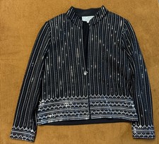 BEAUTIFUL St John evening knit jacket rhinestones embellished suit blazer 6