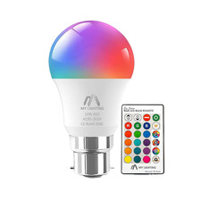 RGB LED Bulb 10W B22 with Remote | 16 Colour Changing Dimmable Lights | UK Stock