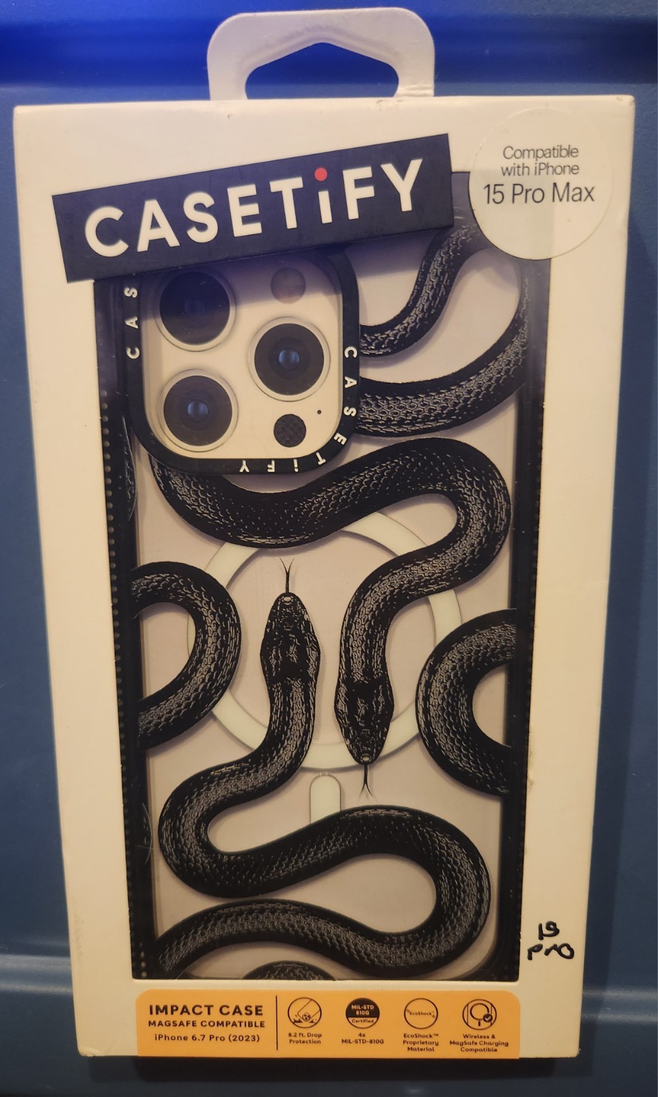 CASETiFY Magsafe Impact Case for iPhone 15 Pro & Pro Max 6.7 Black Kingsnake-image