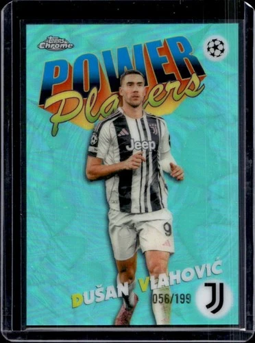 2025-26 Topps Chrome UEFA Dusan Vlahovic Power Players Aqua Refractor #/199