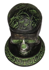 Human Skull Shape Ashtray Handmade Metal Paperweight Table Decor Figure Statue