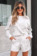 Camo Abstract Top and Elastic Waist Short Set