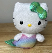 8" Ty Sanrio Hello Kitty MERMAID Plush Rainbow Green Bow Stuffed Animal