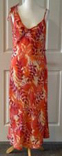 M&S Maxi Dress  - Coral Pink - Shoulder Tie - Ruffle - Size 16 - Holiday/Summer