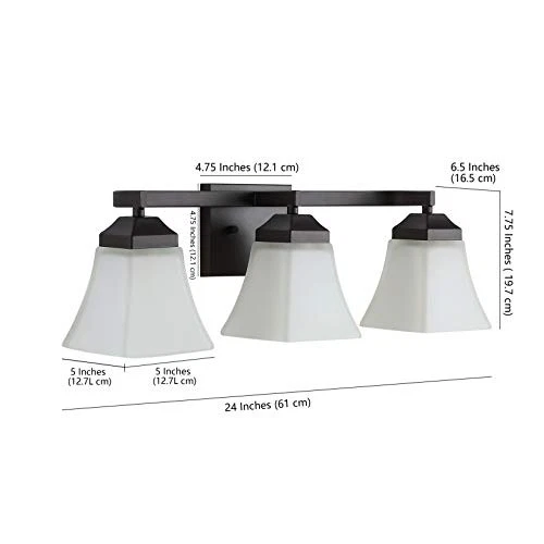 JYL7524A Staunton 24" 3 luces hierro/vidrio moderno 3 bombillas bronce frotado con aceite Foto 4 de 4