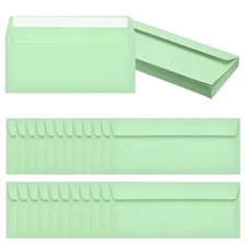 24 Pack Light Green #10 Business Envelopes, Letter Size Envelopes