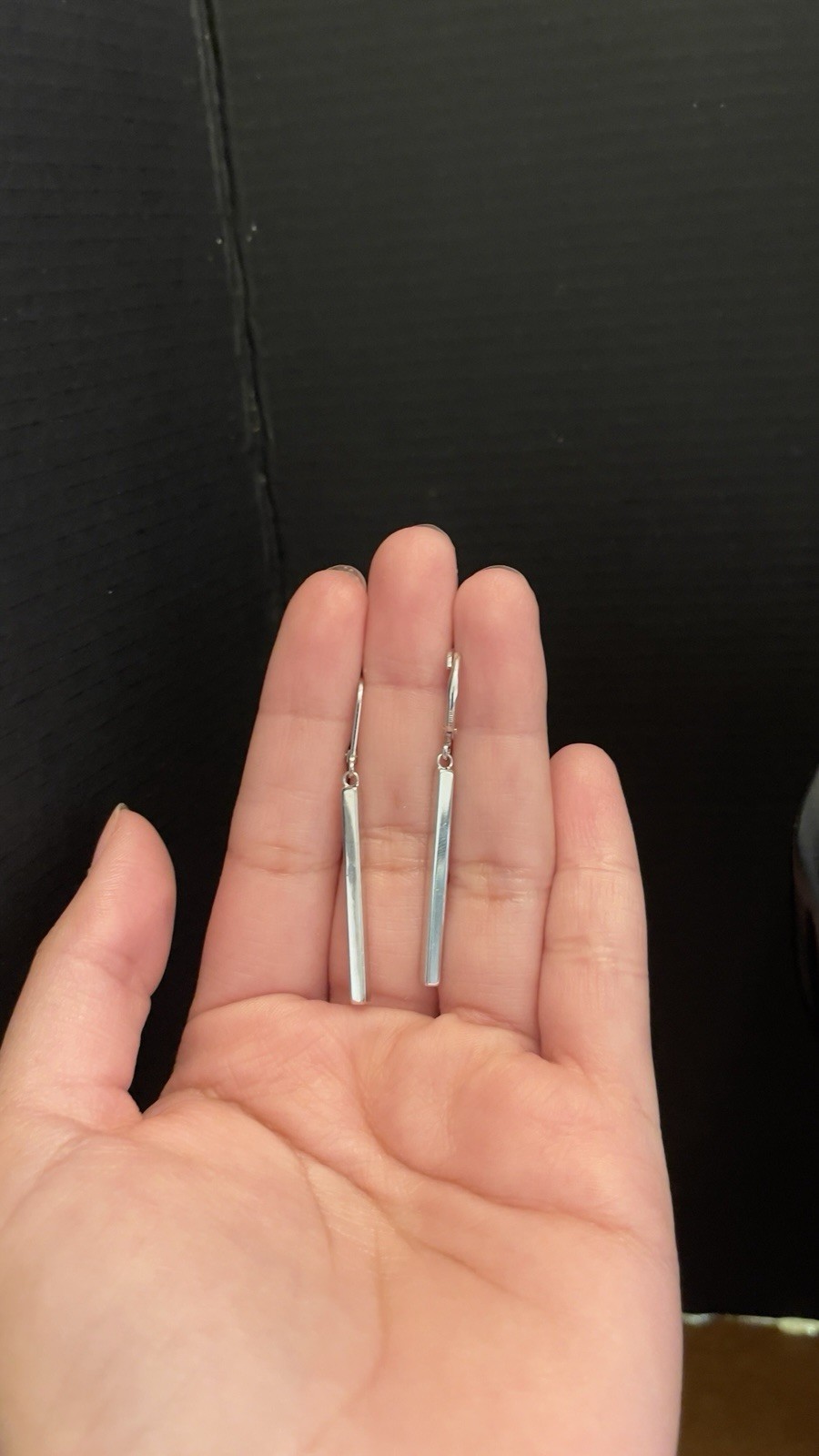 Sterling Silver Solid Bar 2 Inch Dangle Drop Earr… - image 1